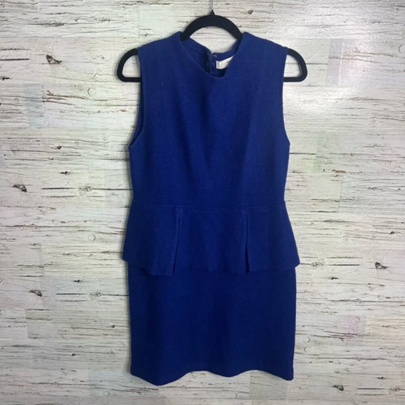 Anthropologie Sparrow large  Wool Blue Peplum Dress size large - Picture 1 of 9